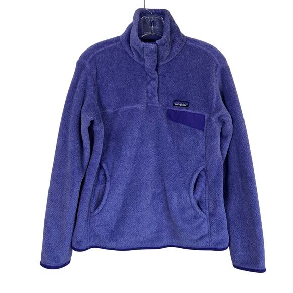 Patagonia Wmns Sz M Re-Tool Snap-T Pullover Brushed Fleece in Purple Violet - Picture 2 of 16